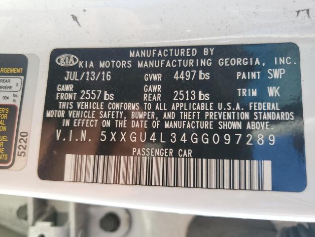 5XXGU4L34GG097289 - 2016 KIA OPTIMA EX Ağ foto 12