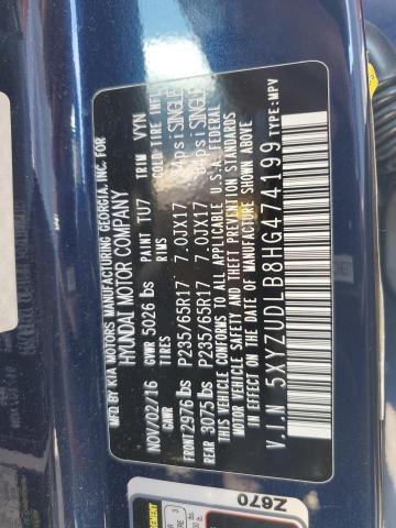 5XYZUDLB8HG474199 - 2017 HYUNDAI SANTA FE S BLUE photo 13