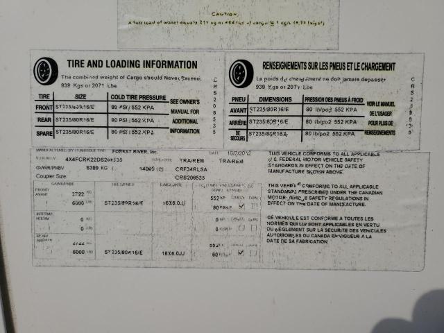 4X4FCRK22DS208535 - 2013 FOREST RIVER CEDAR CREEK 奶油色 照片 10