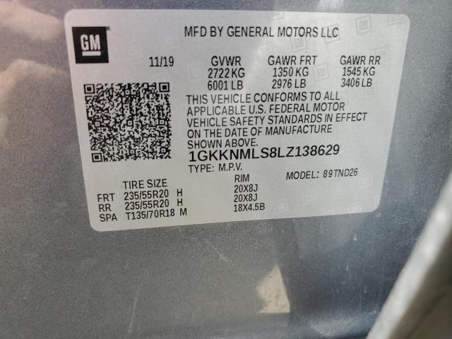 1GKKNMLS8LZ138629 - 2020 GMC ACADIA SLT GRAY photo 13