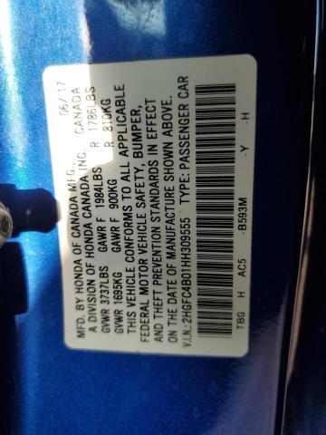 2HGFC4B01HH309555 - 2017 HONDA CIVIC LX Синій фото 13