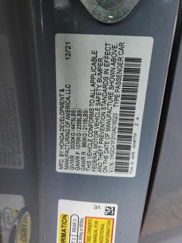 1HGCV1F31NA016023 - 2022 HONDA ACCORD SPORT 蓝色 照片 12