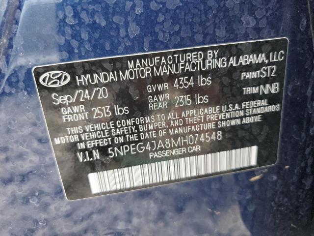 5NPEG4JA8MH074548 - 2021 HYUNDAI SONATA SE BLUE photo 13