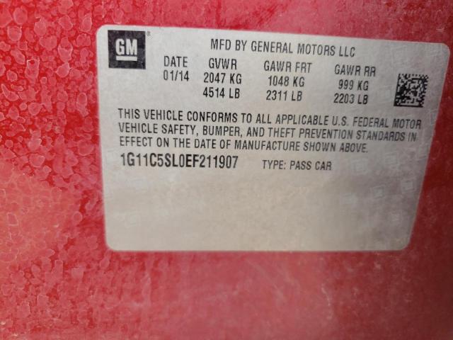 1G11C5SL0EF211907 - 2014 CHEVROLET MALIBU 1LT RED photo 12