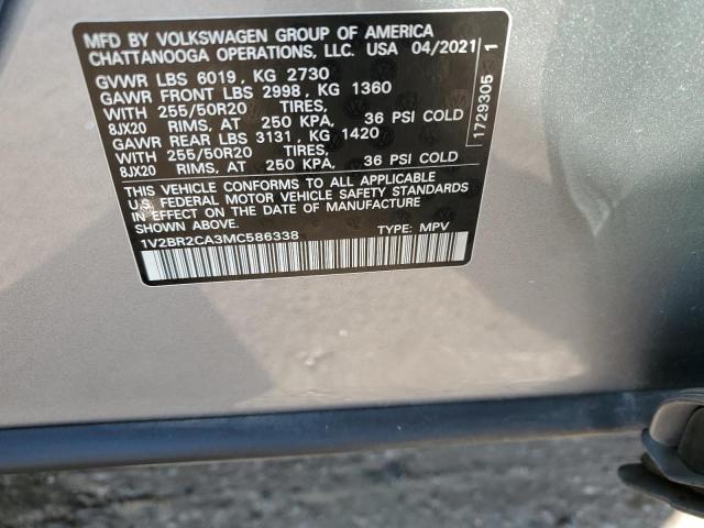 1V2BR2CA3MC586338 - 2021 VOLKSWAGEN ATLAS SEL SILVER photo 14