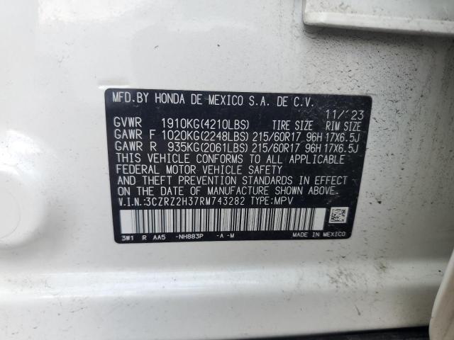3CZRZ2H37RM743282 - 2024 HONDA HR-V LX WHITE photo 14