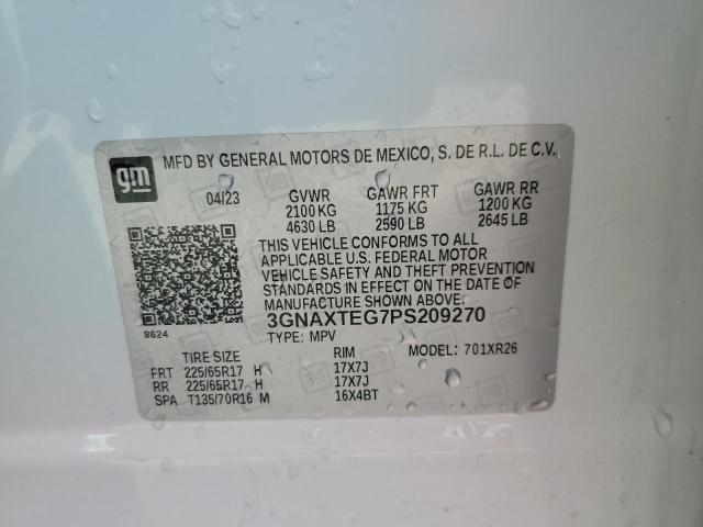 3GNAXTEG7PS209270 - 2023 CHEVROLET EQUINOX LT თეთრი ფოტო 13