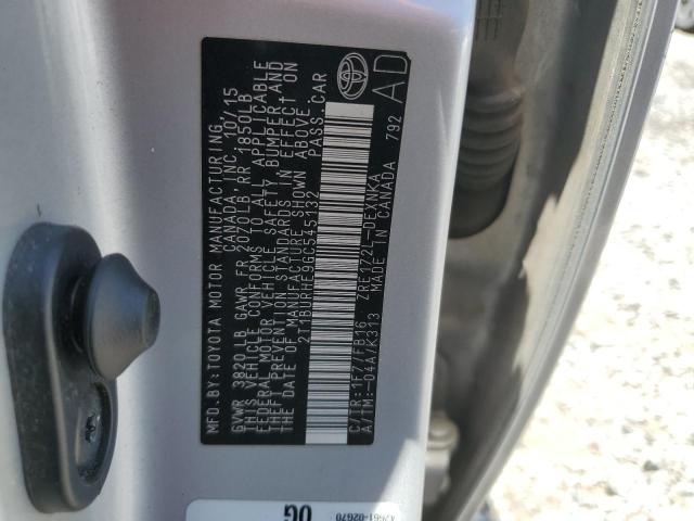 2T1BURHE9GC545132 - 2016 TOYOTA COROLLA L 银色 照片 12