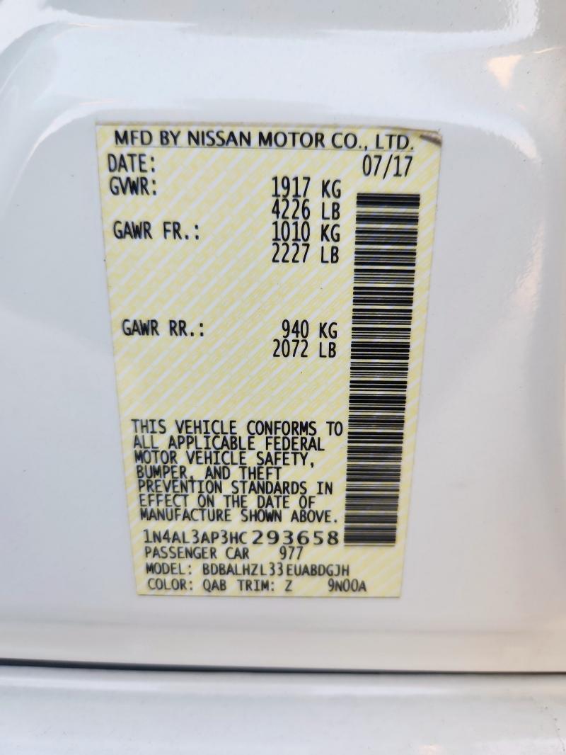 1N4AL3AP3HC293658 - 2017 NISSAN ALTIMA 2.5 WHITE photo 12