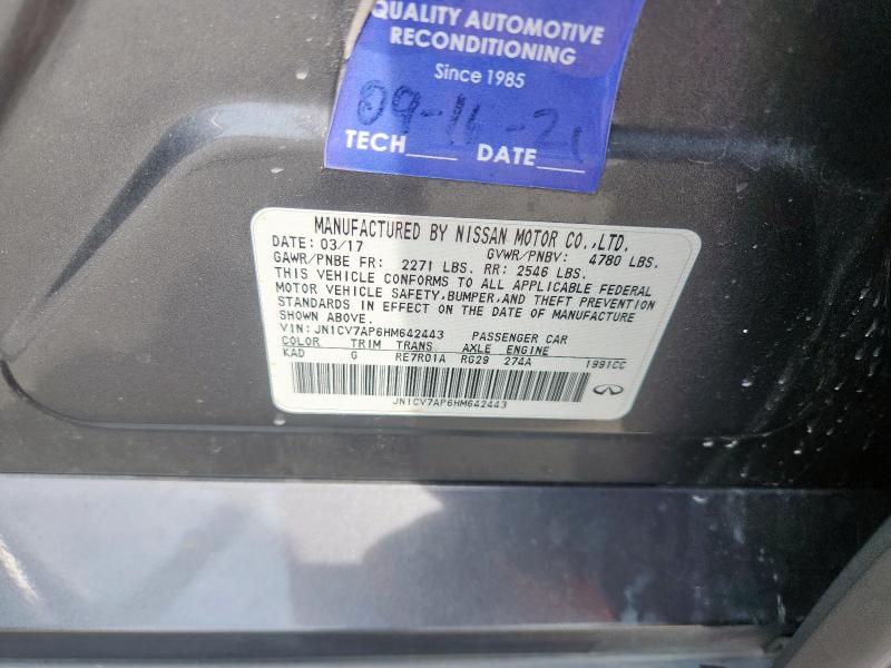 JN1CV7AP6HM642443 - 2017 INFINITI Q50 BASE 灰色 照片 12