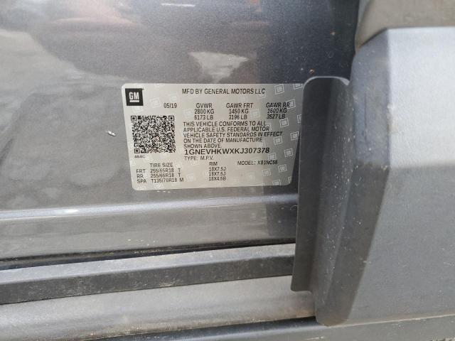 1GNEVHKWXKJ307378 - 2019 CHEVROLET TRAVERSE LT GRAY photo 13