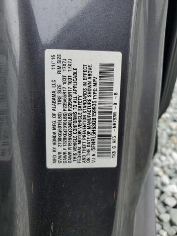 5FNRL5H63GB159935 - 2016 HONDA ODYSSEY EXL GRAY photo 13