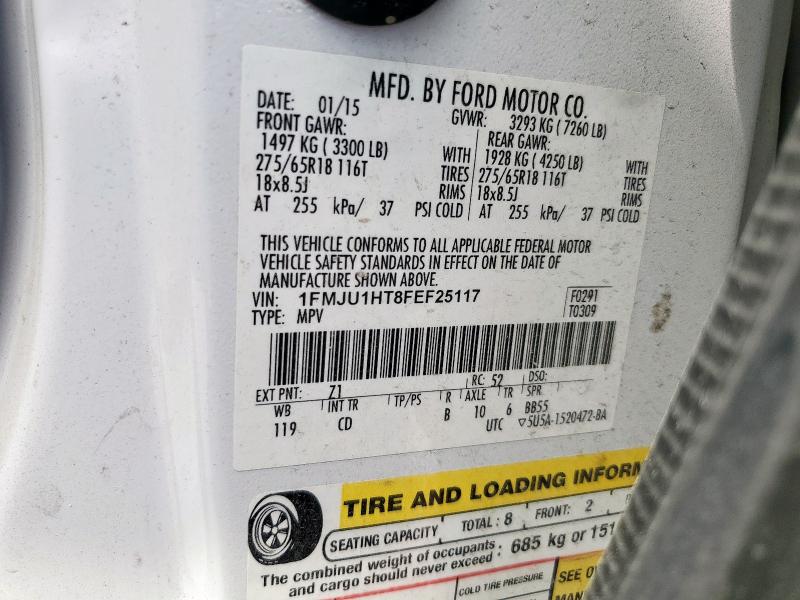 1FMJU1HT8FEF25117 - 2015 FORD EXPEDITION XLT WHITE photo 13