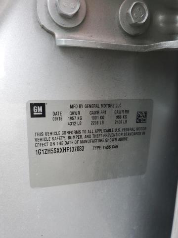 1G1ZH5SXXHF137083 - 2017 CHEVROLET MALIBU PREMIER SILVER photo 13