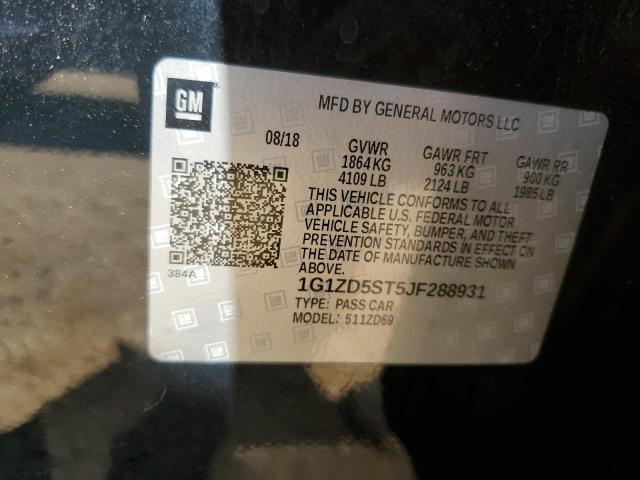 1G1ZD5ST5JF288931 - 2018 CHEVROLET MALIBU LT შავი ფოტო 12