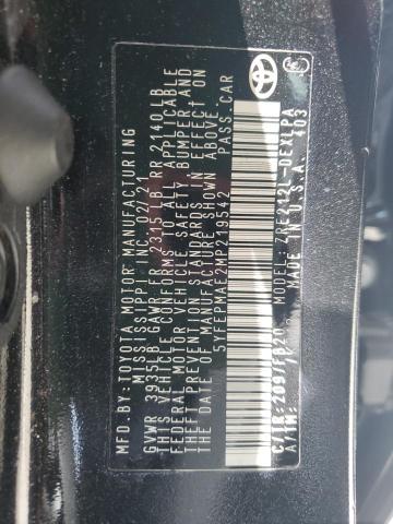 5YFEPMAE2MP219542 - 2021 TOYOTA COROLLA LE BLACK photo 13