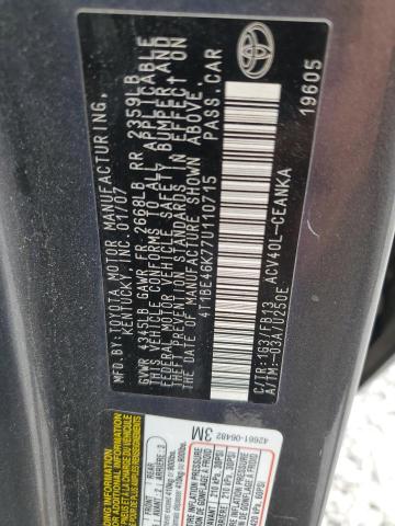 4T1BE46K77U110715 - 2007 TOYOTA CAMRY CE GRAY photo 13