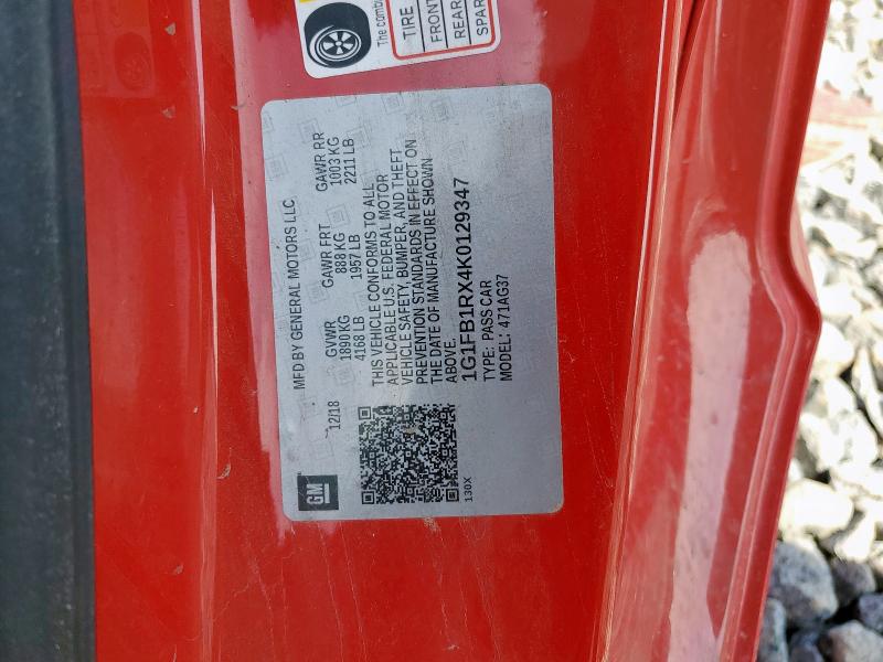 1G1FB1RX4K0129347 - 2019 CHEVROLET CAMARO LS Қызыл фото 12