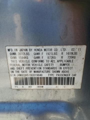 JHMGE8H51BC019848 - 2011 HONDA FIT SPORT BLUE photo 13