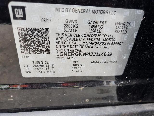 1GNERGKW4JJ114639 - 2018 CHEVROLET TRAVERSE LT 黑色 照片 14