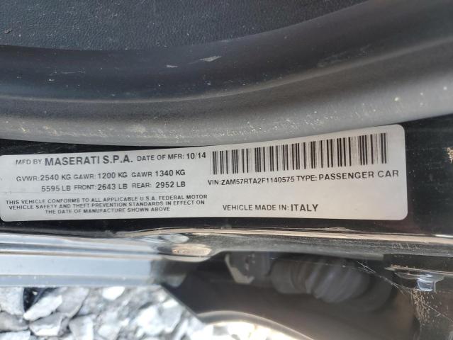 ZAM57RTA2F1140575 - 2015 MASERATI GHIBLI S შავი ფოტო 12
