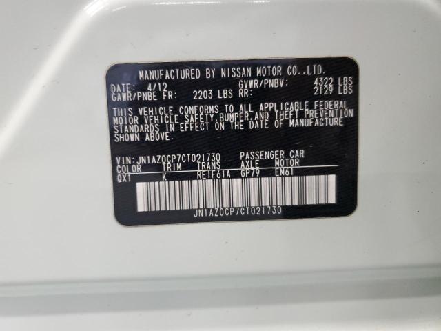 JN1AZ0CP7CT021730 - 2012 NISSAN LEAF SV WHITE photo 12