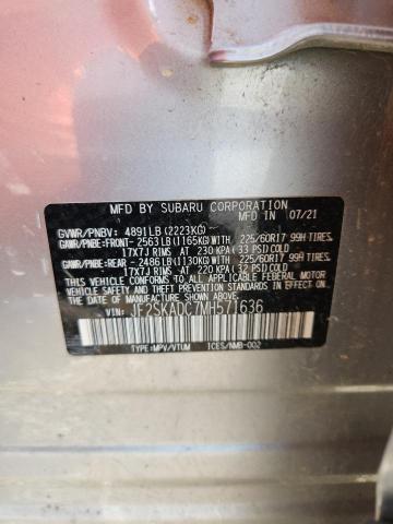 JF2SKADC7MH571636 - 2021 SUBARU FORESTER SILVER photo 13
