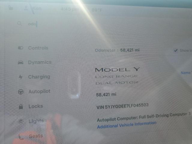 5YJYGDEE7LF045503 - 2020 TESLA MODEL Y წითელი ფოტო 9