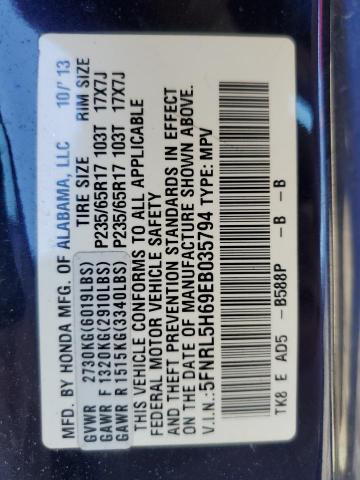 5FNRL5H69EB035794 - 2014 HONDA ODYSSEY EXL 蓝色 照片 13