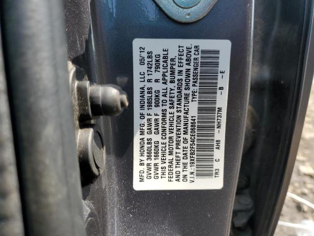 19XFB2F54CE068641 - 2012 HONDA CIVIC LX Gris photo 13