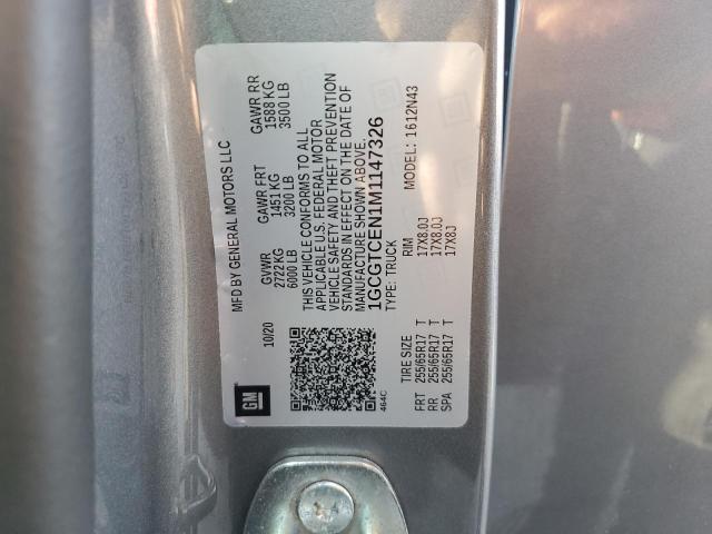 1GCGTCEN1M1147326 - 2021 CHEVROLET COLORADO LT GRAY photo 12