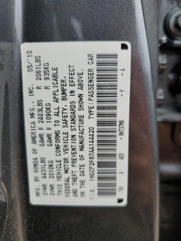 1HGCP2F87AA144420 - 2010 HONDA ACCORD EXL 石墨色 照片 12