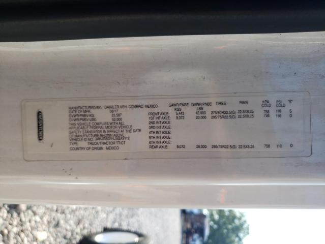 3AKJGBDV4JSGX9112 - 2018 FREIGHTLINER CASCADIA 1 Սպիտակ լուսանկար 10