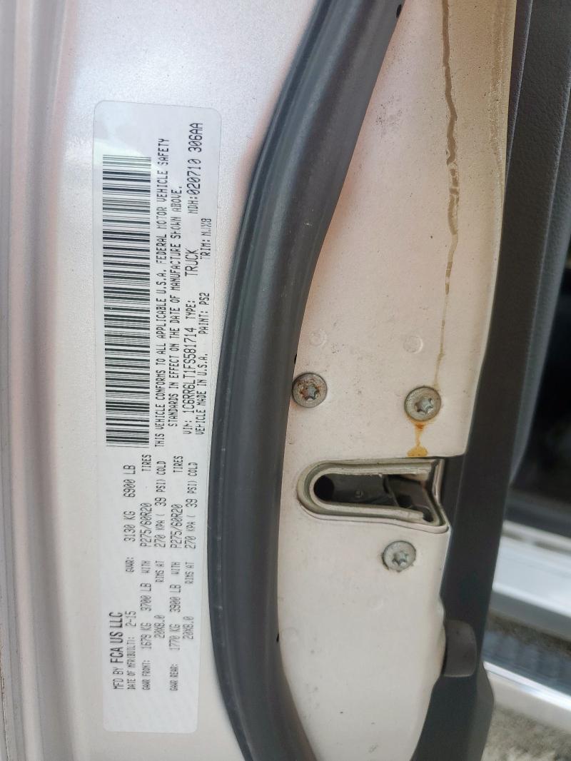 1C6RR6LT1FS581714 - 2015 RAM 1500 SLT SILVER photo 12