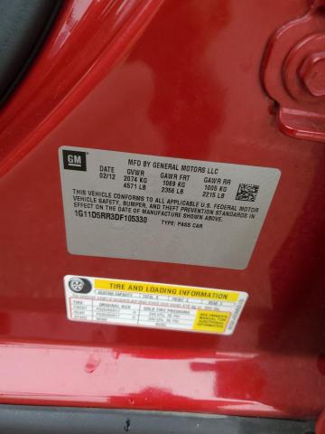 1G11D5RR3DF105330 - 2013 CHEVROLET MALIBU 1LT RED photo 12