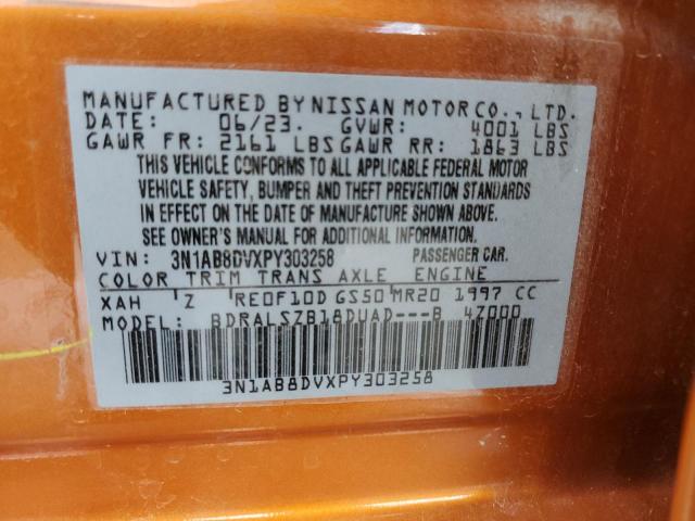 3N1AB8DVXPY303258 - 2023 NISSAN SENTRA SR ORANGE photo 12