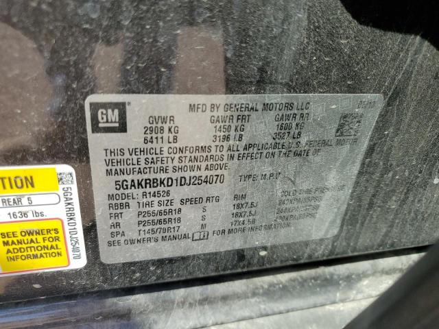 5GAKRBKD1DJ254070 - 2013 BUICK ENCLAVE GRAY photo 12