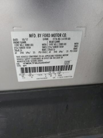 1FM5K7F86JGA04547 - 2018 FORD EXPLORER LIMITED SILVER photo 13