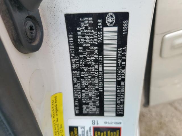 4T1BK1EB0EU090331 - 2014 TOYOTA AVALON BASE 白色 照片 12