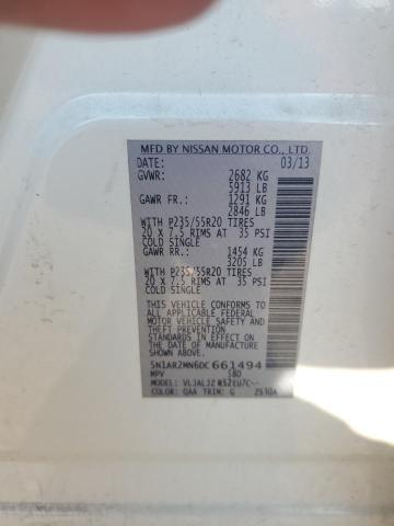 5N1AR2MN6DC661494 - 2013 NISSAN PATHFINDER S თეთრი ფოტო 13