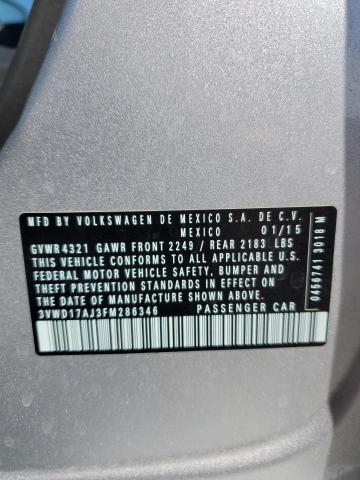 3VWD17AJ3FM286346 - 2015 VOLKSWAGEN JETTA SE SILVER photo 12