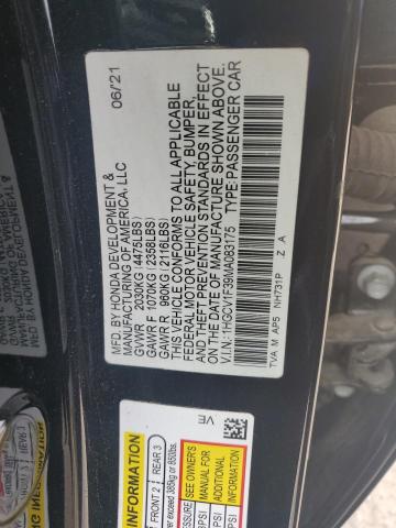 1HGCV1F39MA083175 - 2021 HONDA ACCORD SPORT BLACK photo 12