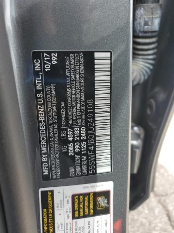 55SWF4JB0JU249108 - 2018 MERCEDES-BENZ C 300 GRAY photo 12