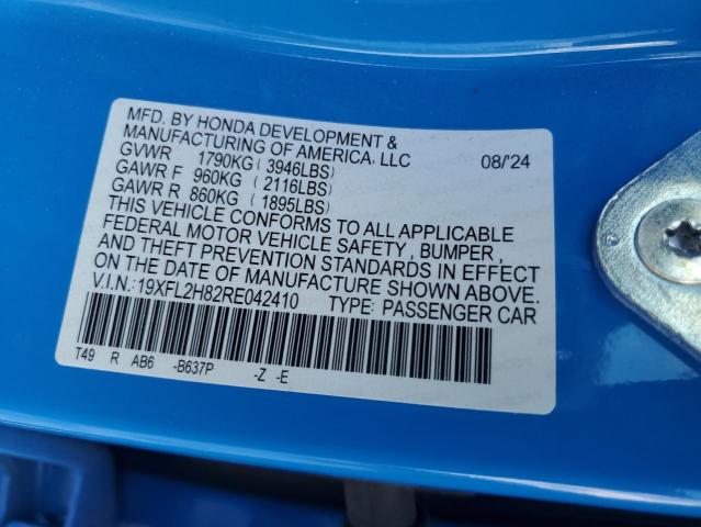 19XFL2H82RE042410 - 2024 HONDA CIVIC SPORT 蓝色 照片 12