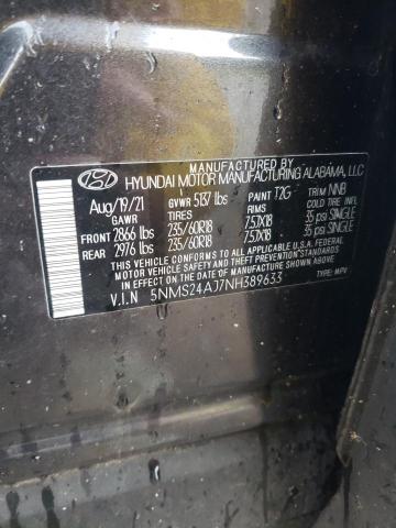 5NMS24AJ7NH389633 - 2022 HYUNDAI SANTA FE SEL ნაცრისფერი ფოტო 13