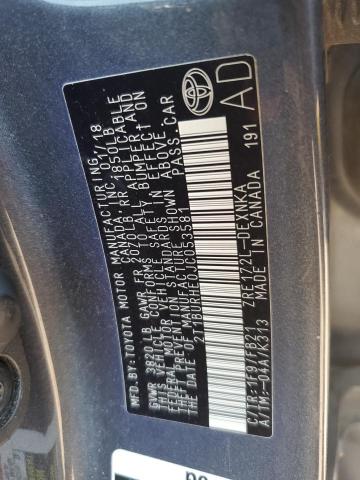 2T1BURHE0JC053581 - 2018 TOYOTA COROLLA L Gris photo 12