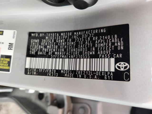 5YFEPMAE4NP310555 - 2022 TOYOTA COROLLA LE 白色 照片 13