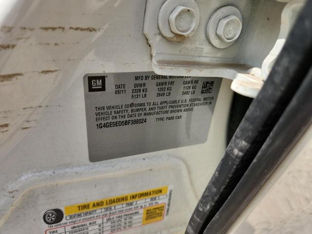 1G4GE5ED5BF388024 - 2011 BUICK LACROSSE CXS Blanc photo 13