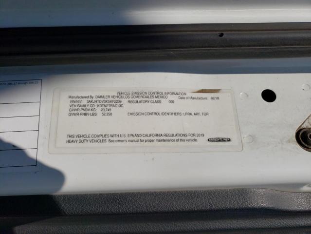 3AKJHTDV3KSKF2209 - 2019 FREIGHTLINER CASCADIA 1 أبيض صورة 10