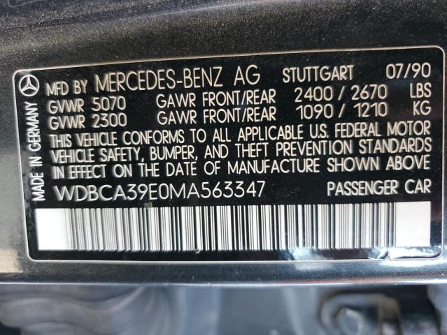 WDBCA39E0MA563347 - 1991 MERCEDES-BENZ 560 SEL GRAY photo 12